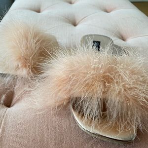 Zara Home slippers with faux maribou feather
